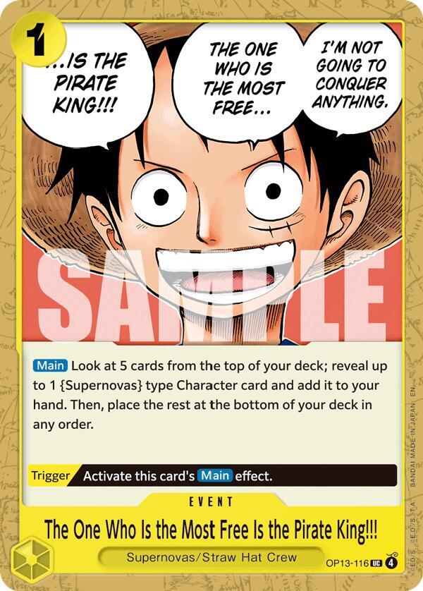 The One Who Is the Most Free Is the Pirate King!!! OP13-116 Carrying On His Will One Piece NM