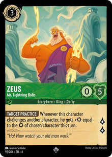 Zeus - Mr. Lightning Bolts 92/204 Super Rare Ursula's Return Lorcana Near Mint