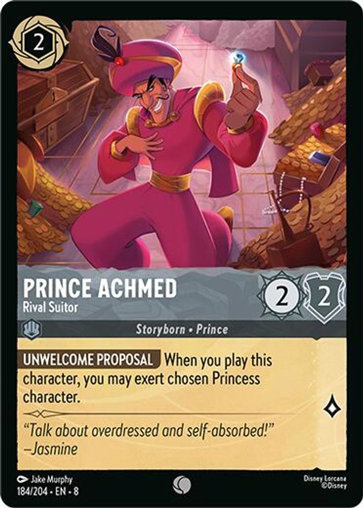 Prince Achmed - Rival Suitor 184/204 Common Reign of Jafar Lorcana Near Mint