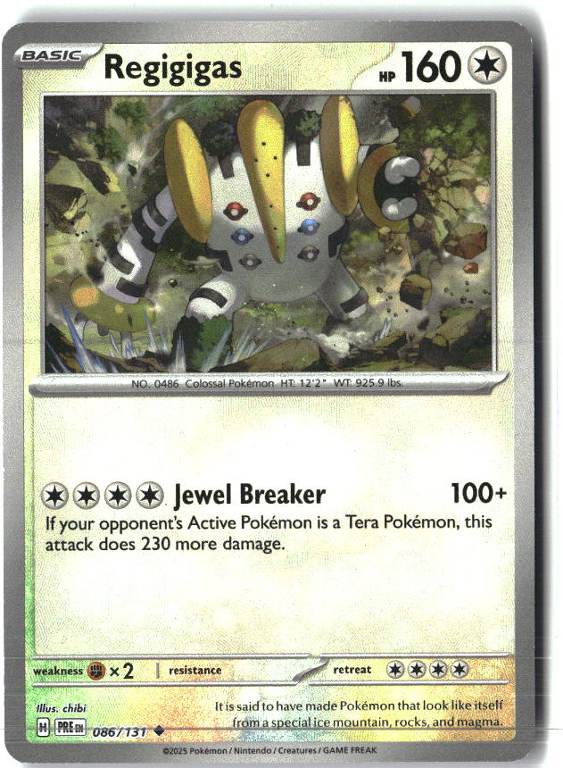 Regigigas 086/131 Uncommon Prismatic Evolutions Pokemon Reverse Holo Near Mint