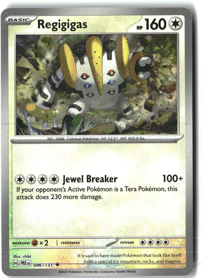 Regigigas 086/131 Uncommon Prismatic Evolutions Pokemon Reverse Holo Near Mint