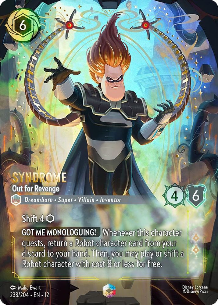 Syndrome - Out for Revenge (Enchanted) 238/204 Wilds Unknown Lorcana Holo NM