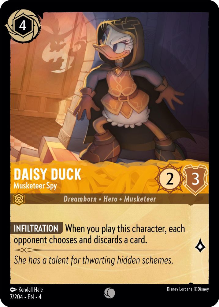 Daisy Duck - Musketeer Spy 7/204 Common Ursula's Return Lorcana Near Mint