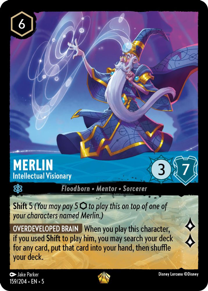 Merlin - Intellectual Visionary 159/204 Legendary Shimmering Skies Lorcana NM