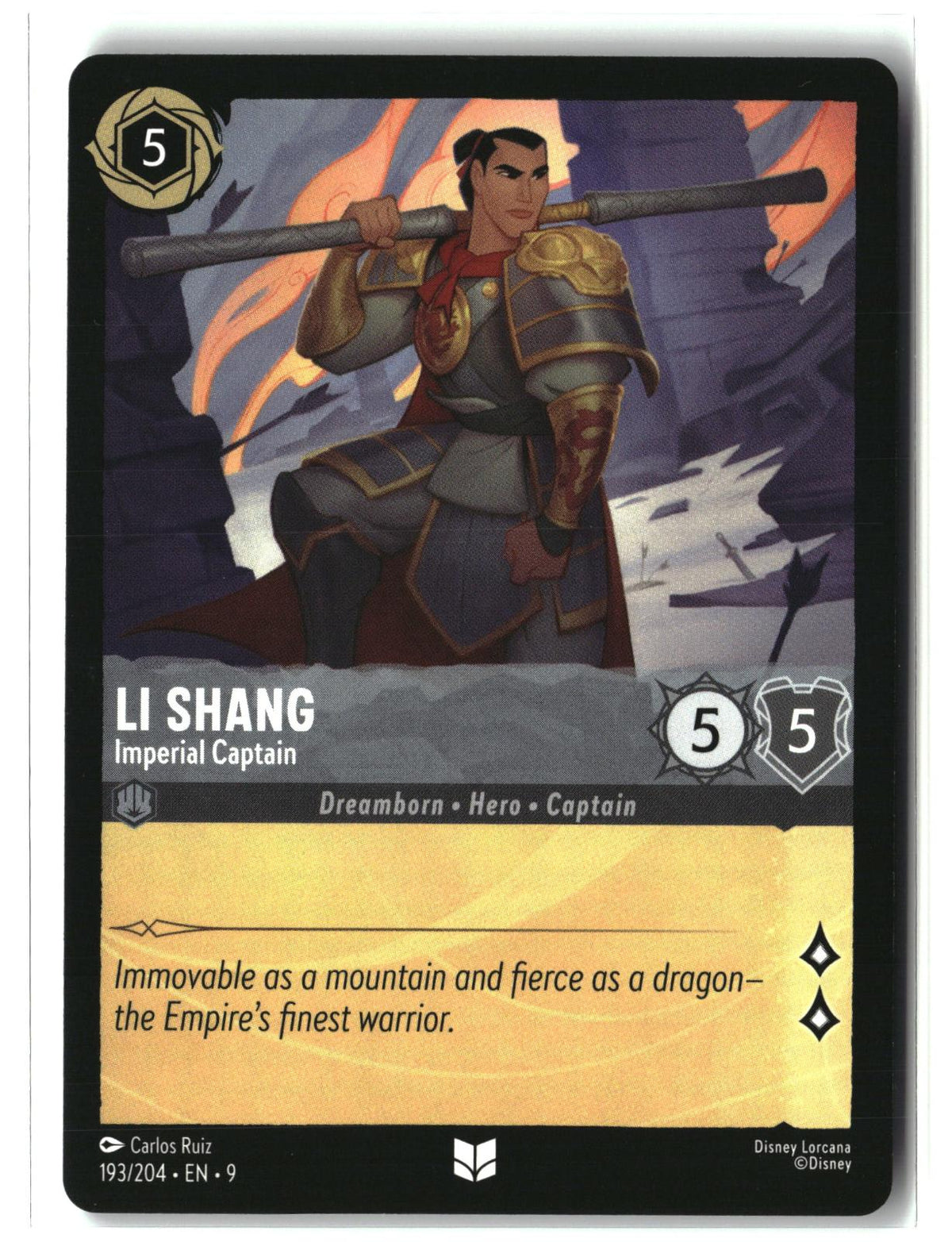 Li Shang - Imperial Captain 193/204 Uncommon Fabled Lorcana Lightly Played