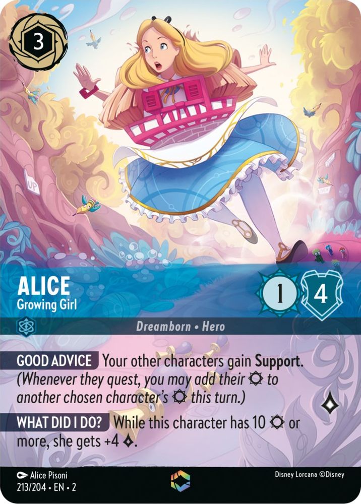 Alice - Growing Girl (Enchanted) 213/204 Rise of the Floodborn Lorcana Holo NM