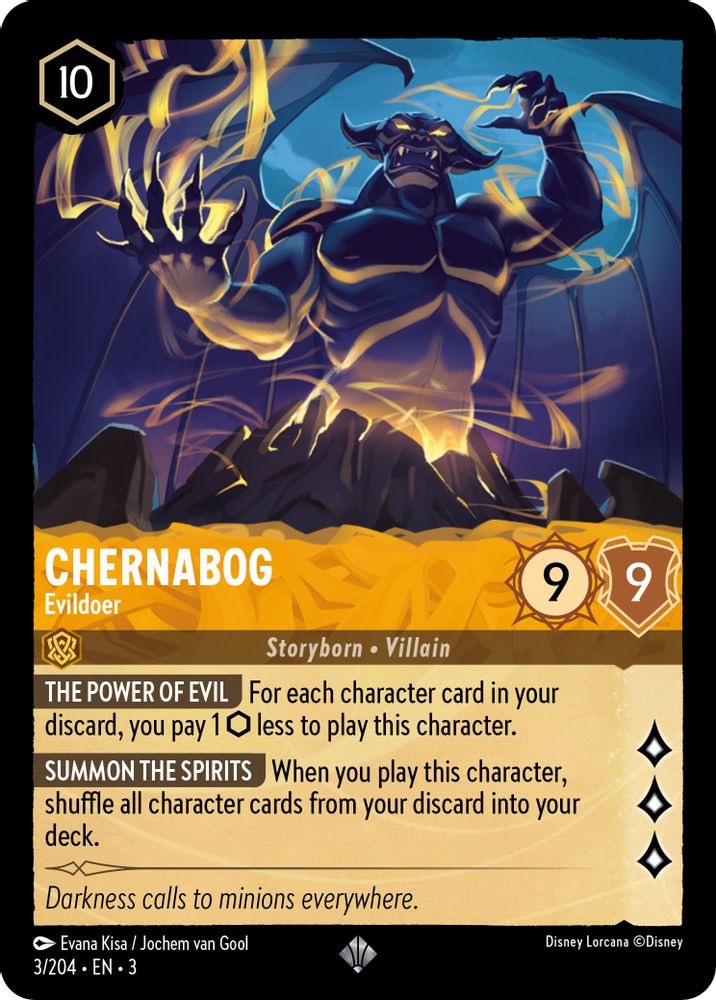 Chernabog - Evildoer 3/204 Super Rare Into the Inklands Lorcana Near Mint