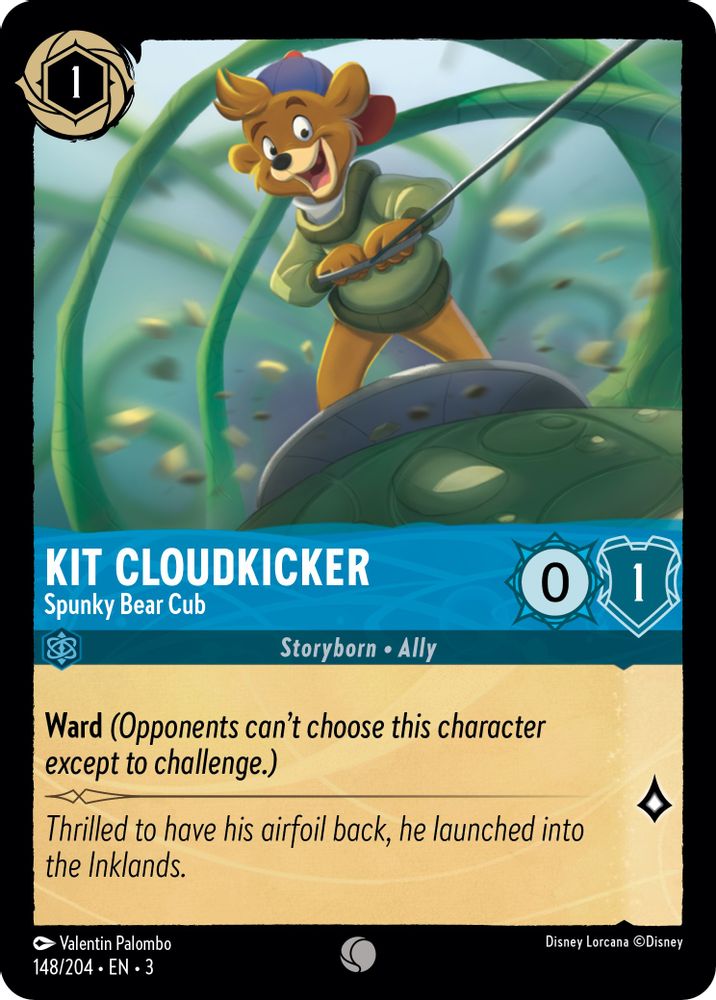 Kit Cloudkicker - Spunky Bear Cub 148/204 Common Into the Inklands Lorcana NM