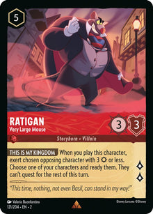 Ratigan - Very Large Mouse 121/204 Rare Rise of the Floodborn Lorcana Near Mint