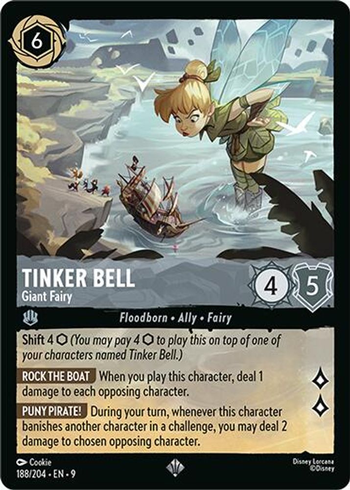 Tinker Bell - Giant Fairy 188/204 Super Rare Fabled Lorcana Near Mint