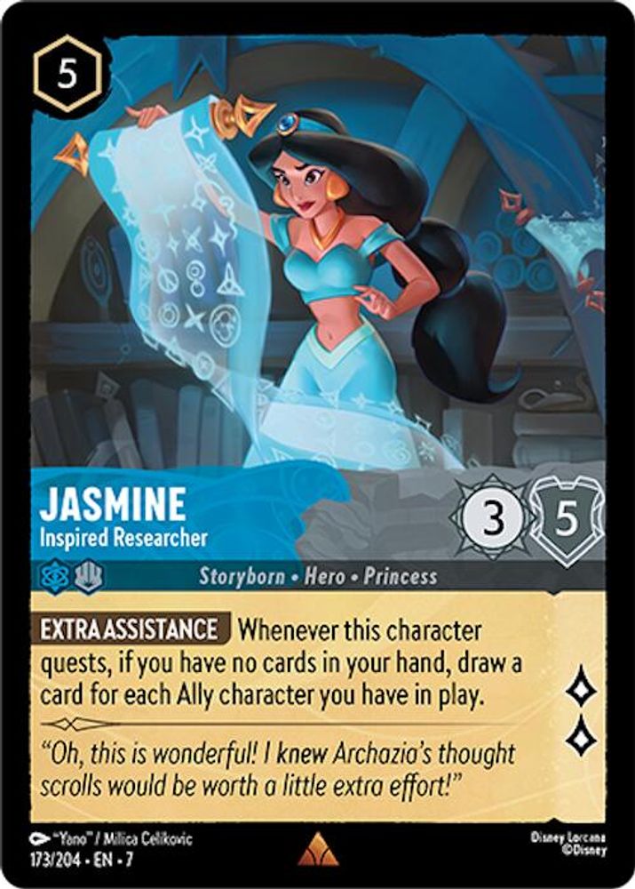 Jasmine - Inspired Researcher 173/204 Rare Archazia's Island Lorcana Near Mint
