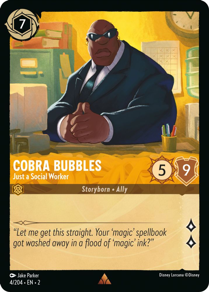 Cobra Bubbles - Just a Social Worker 4/204 Rare Rise of the Floodborn Lorcana NM