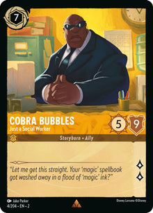 Cobra Bubbles - Just a Social Worker 4/204 Rare Rise of the Floodborn Lorcana NM