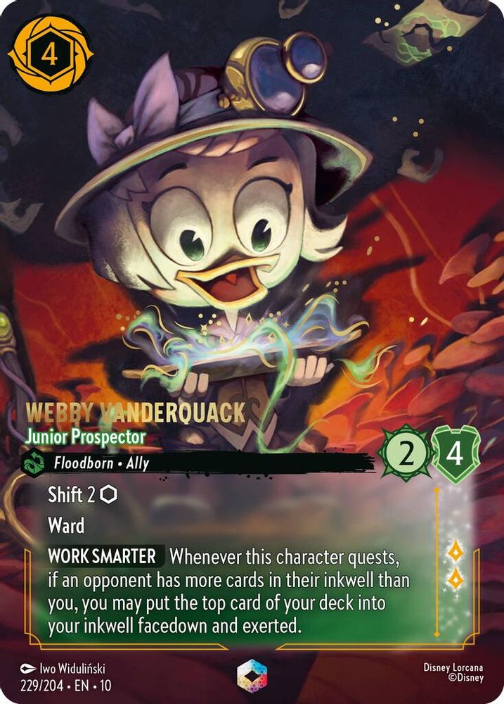 Webby Vanderquack - Junior Prospector (Enchanted) 229/204 Lorcana Holo NM