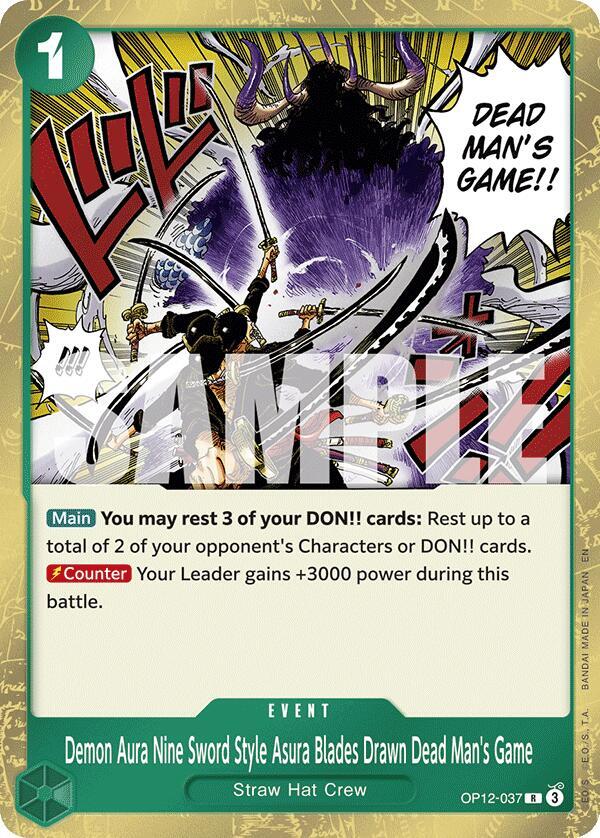 Demon Aura Nine Sword Style Asura Blades Drawn Dead Man's Game OP12-037 Legacy of the Master One Piece Foil NM