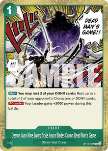 Demon Aura Nine Sword Style Asura Blades Drawn Dead Man's Game OP12-037 Legacy of the Master One Piece Foil NM