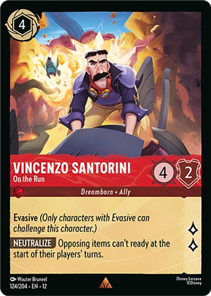 Vincenzo Santorini - On the Run 124/204 Rare Wilds Unknown Lorcana Near Mint