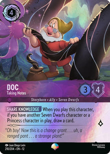 Doc - Taking Notes (Epic) 210/204 Epic Wilds Unknown Lorcana Holo Near Mint
