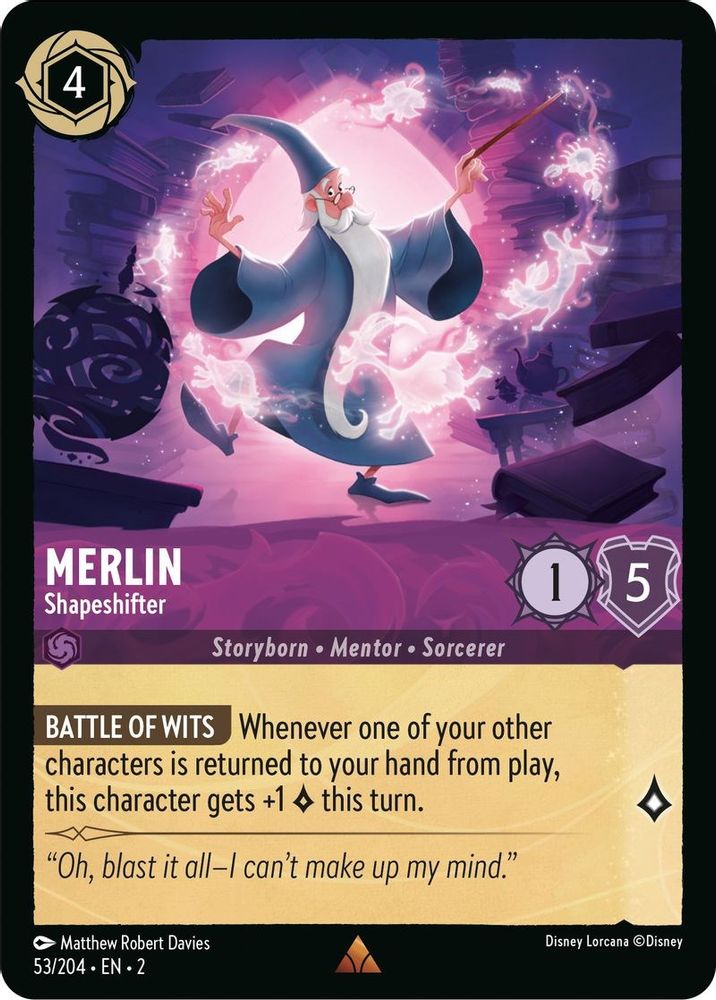 Merlin - Shapeshifter 53/204 Rare Rise of the Floodborn Lorcana Near Mint