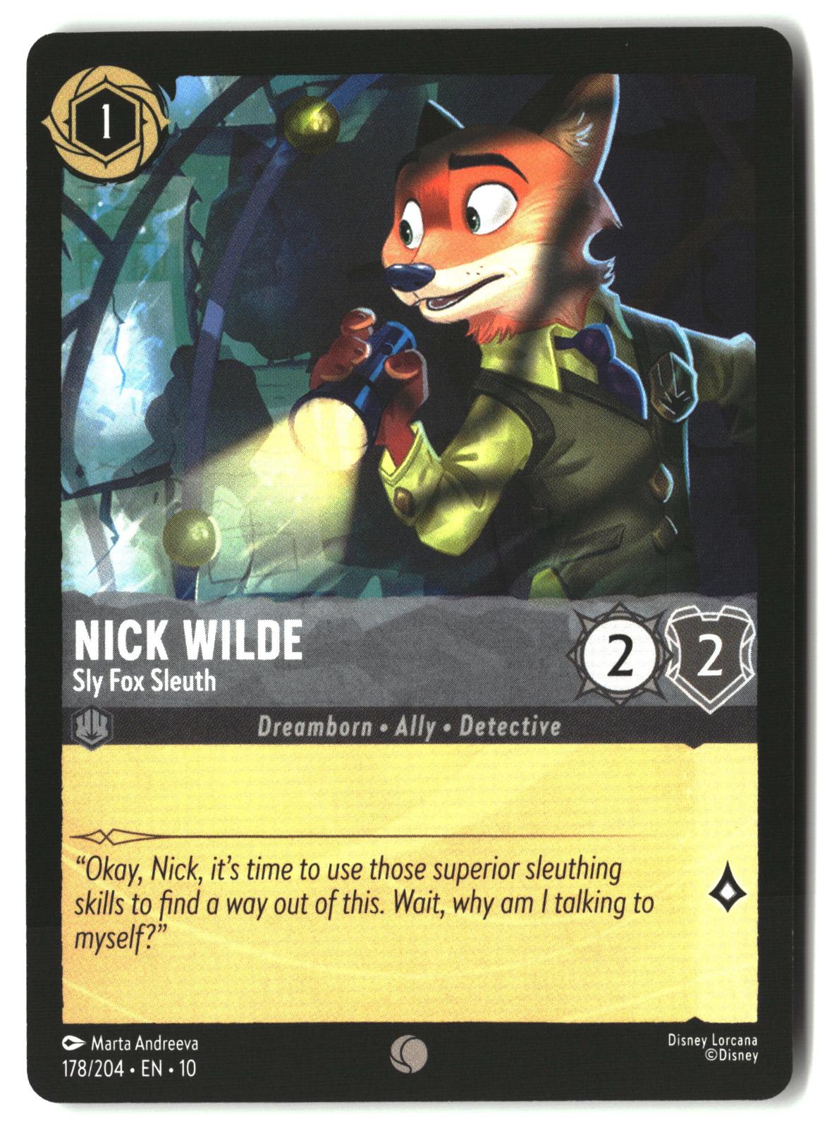 Nick Wilde - Sly Fox Sleuth 178/204 Common Whispers in the Well Lorcana LP
