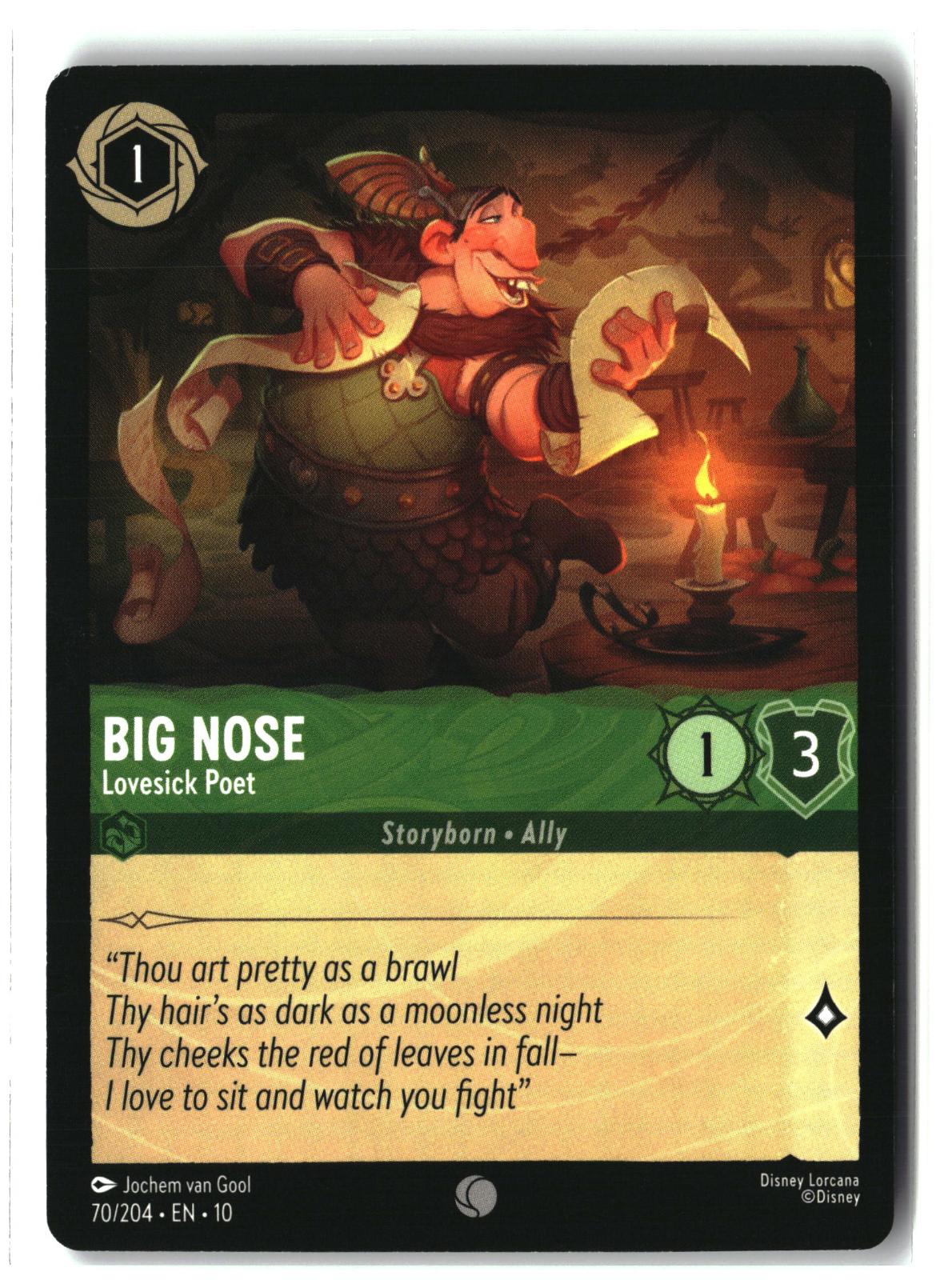 Big Nose - Lovesick Poet 70/204 Common Whispers in the Well Lorcana LP