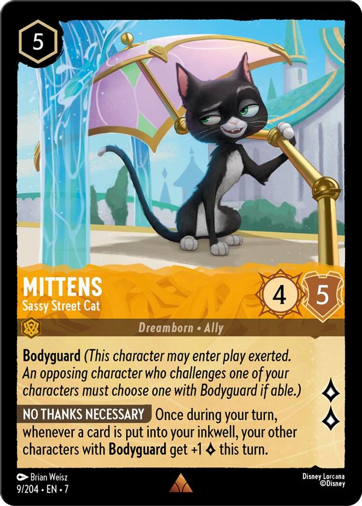 Mittens - Sassy Street Cat 9/204 Rare Archazia's Island Lorcana Near Mint