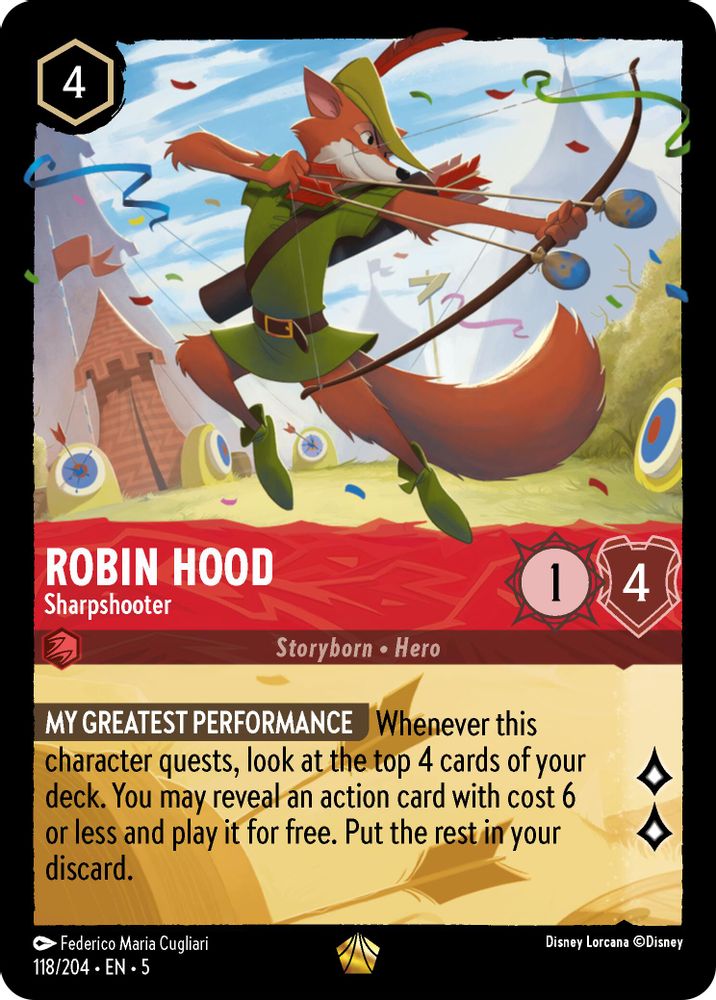 Robin Hood - Sharpshooter 118/204 Legendary Shimmering Skies Lorcana Near Mint