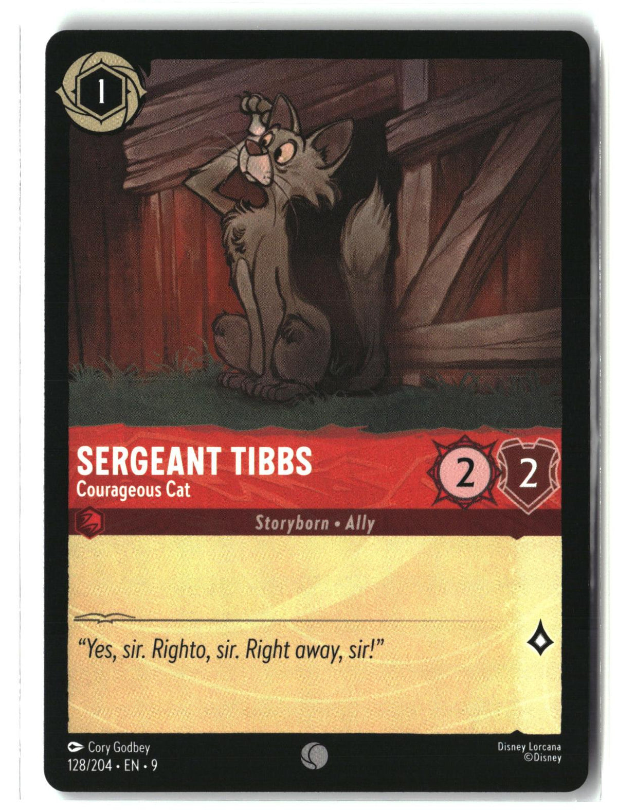 Sergeant Tibbs - Courageous Cat 128/204 Common Fabled Lorcana Lightly Played