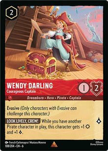 Wendy Darling - Courageous Captain 108/204 Rare Azurite Sea Lorcana Near Mint