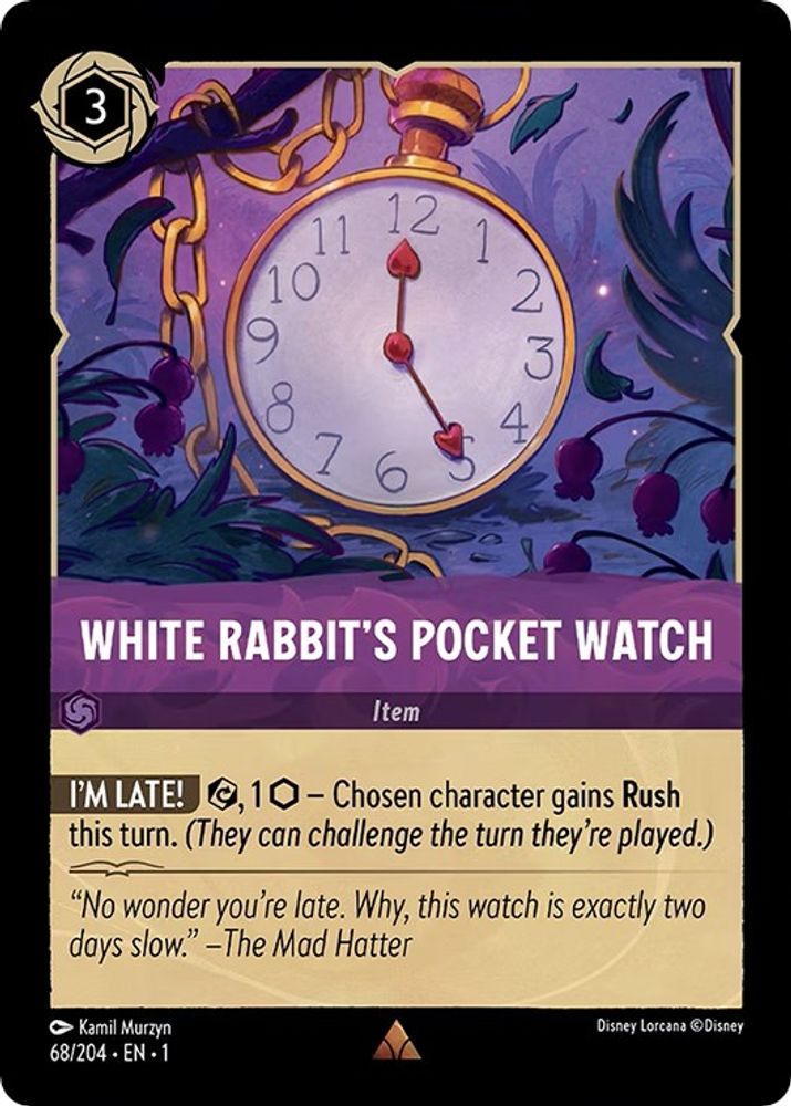 White Rabbit's Pocket Watch 68/204 Rare The First Chapter Lorcana Near Mint