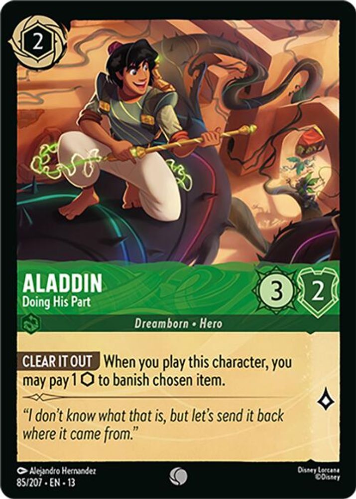 Aladdin - Doing His Part 85/204 Common Attack of the Vine! Lorcana Near Mint