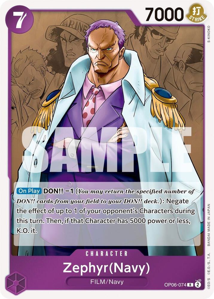 Zephyr (Navy) OP06-074 Rare Wings of the Captain One Piece Foil Near Mint