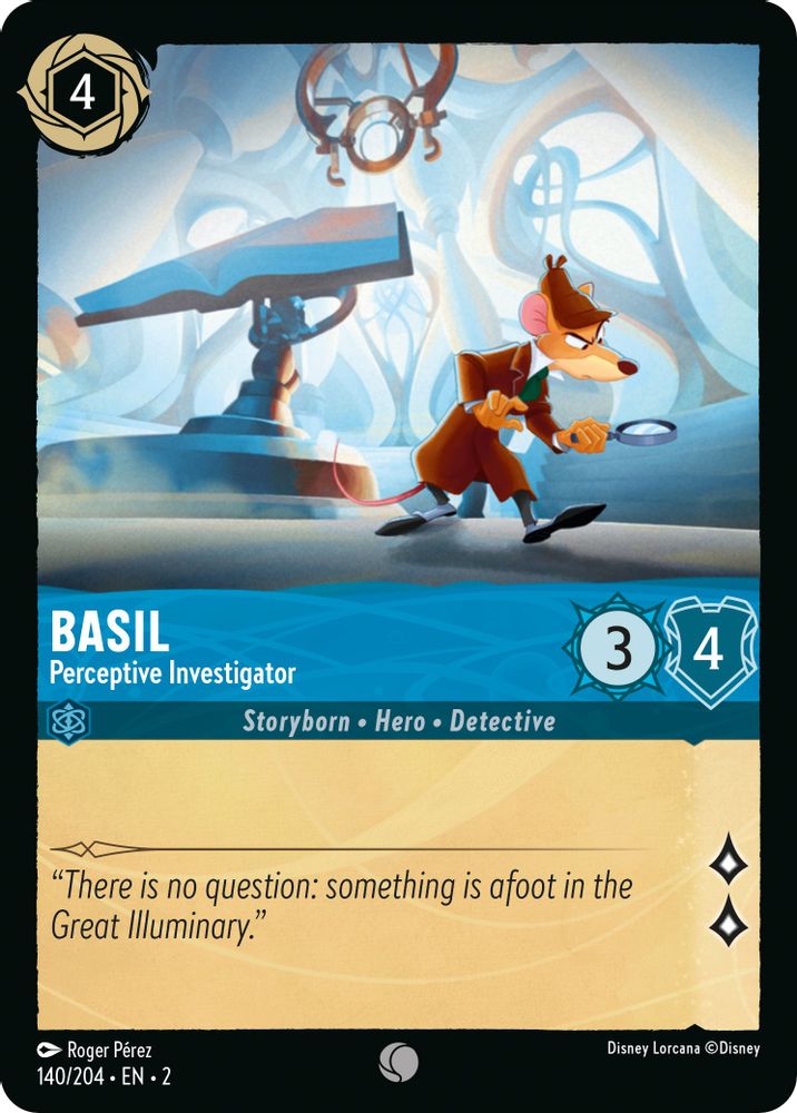 Basil - Perceptive Investigator 140/204 Common Rise of the Floodborn Lorcana NM