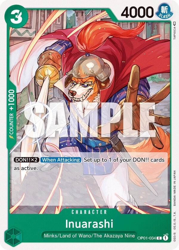 Inuarashi OP01-034 Common Romance Dawn One Piece Near Mint