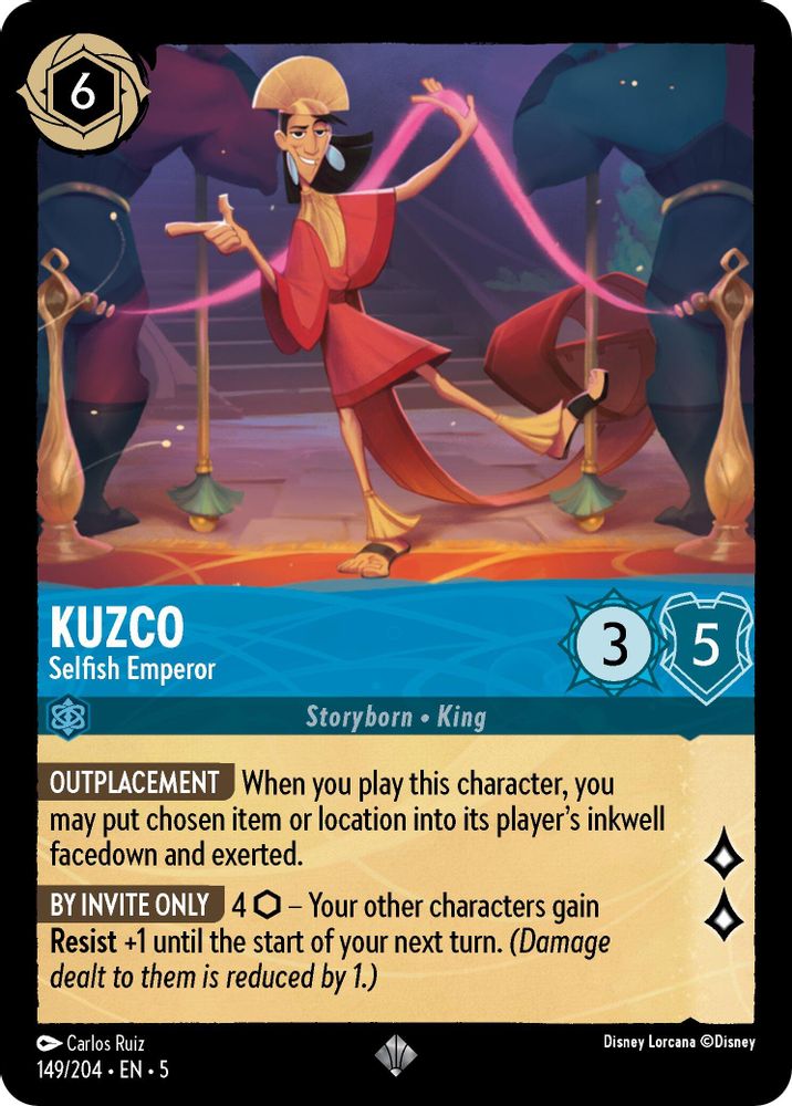 Kuzco - Selfish Emperor 149/204 Super Rare Shimmering Skies Lorcana Near Mint