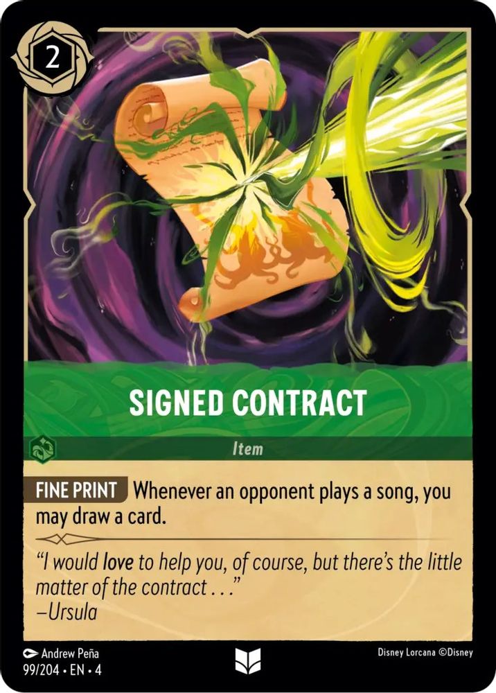 Signed Contract 99/204 Uncommon Ursula's Return Lorcana Near Mint