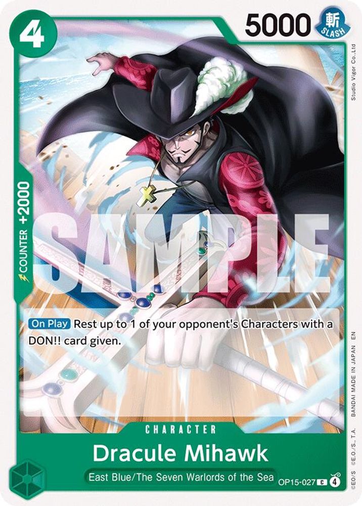 Dracule Mihawk OP15-027 Common Adventure on Kami's Island One Piece Near Mint