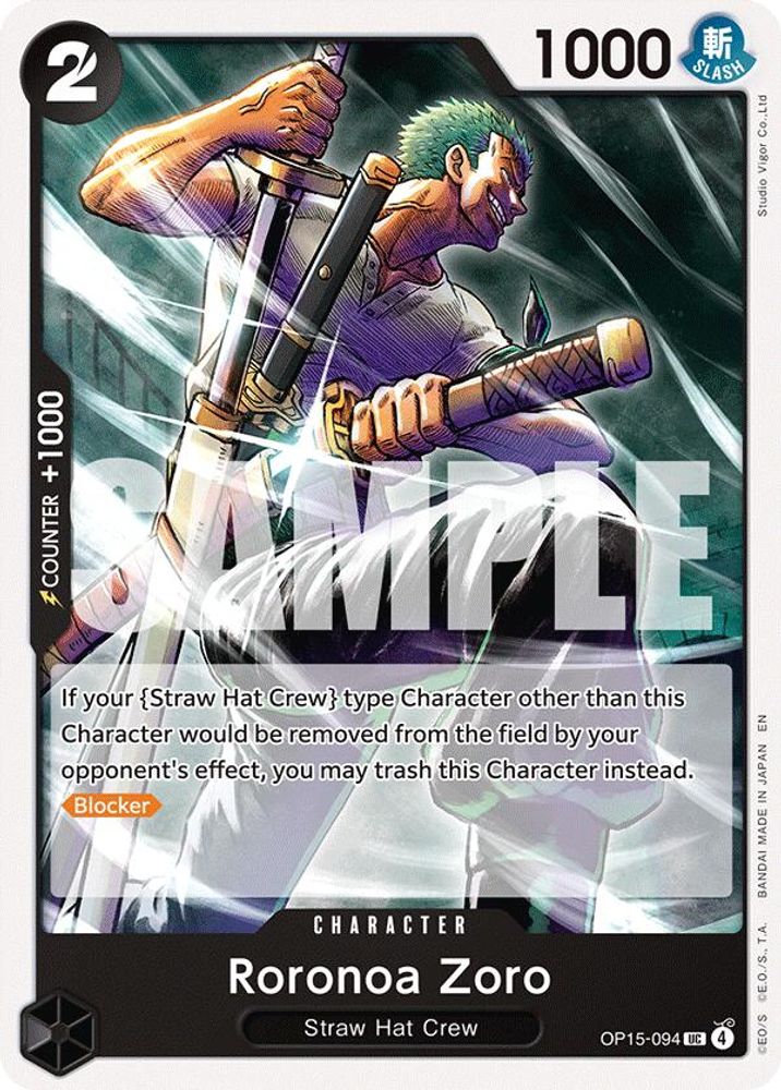 Roronoa Zoro OP15-094 Uncommon Adventure on Kami's Island One Piece Near Mint
