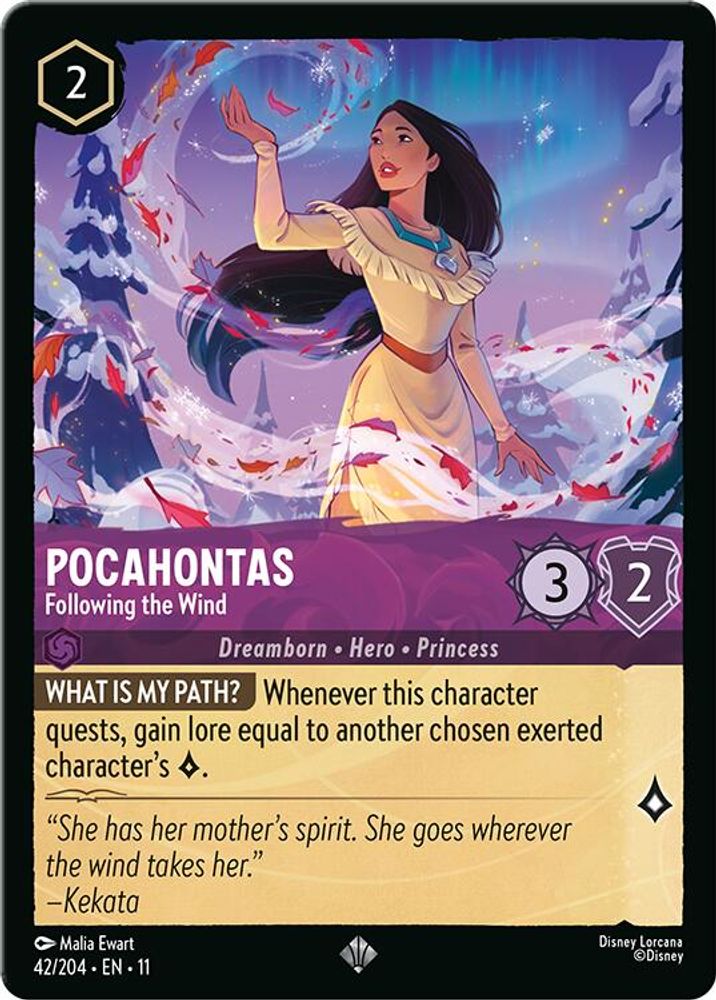 Pocahontas - Following the Wind 42/204 Super Rare Winterspell Lorcana Near Mint