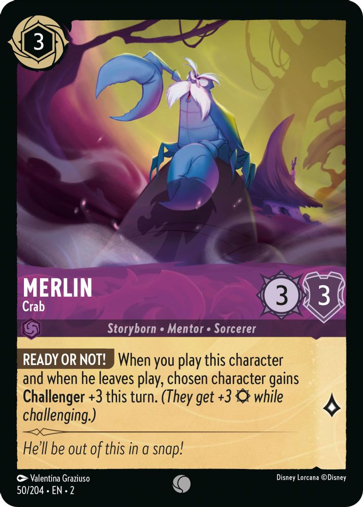 Merlin - Crab 50/204 Common Rise of the Floodborn Lorcana Near Mint