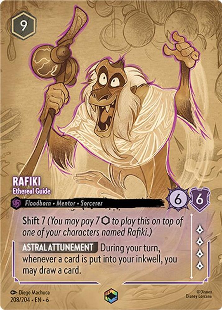 Rafiki - Ethereal Guide (Enchanted) 208/204 Azurite Sea Lorcana Holo NM