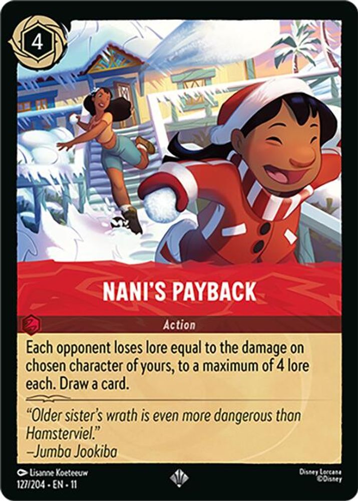 Nani's Payback 127/204 Super Rare Winterspell Lorcana Near Mint