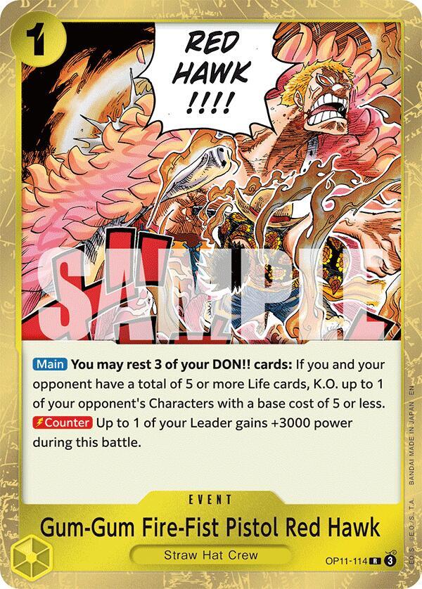 Gum-Gum Fire-Fist Pistol Red Hawk OP11-114 A Fist of Divine Speed One Piece Foil NM