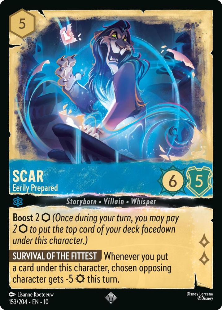 Scar - Eerily Prepared 153/204 Super Rare Whispers in the Well Lorcana Near Mint
