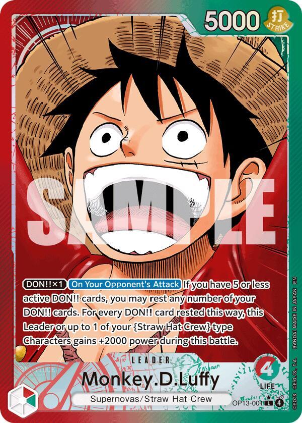 Monkey.D.Luffy (001) (Alternate Art) OP13-001 Carrying On His Will One Piece Foil NM