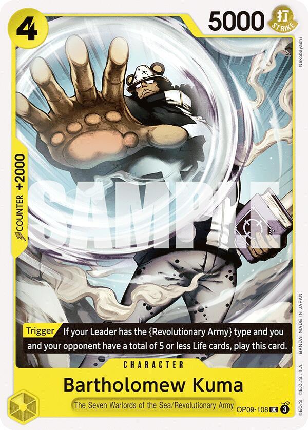 Bartholomew Kuma OP09-108 Uncommon Emperors in the New World One Piece Near Mint