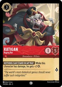 Ratigan - Raging Rat 113/204 Common Shimmering Skies Lorcana Near Mint