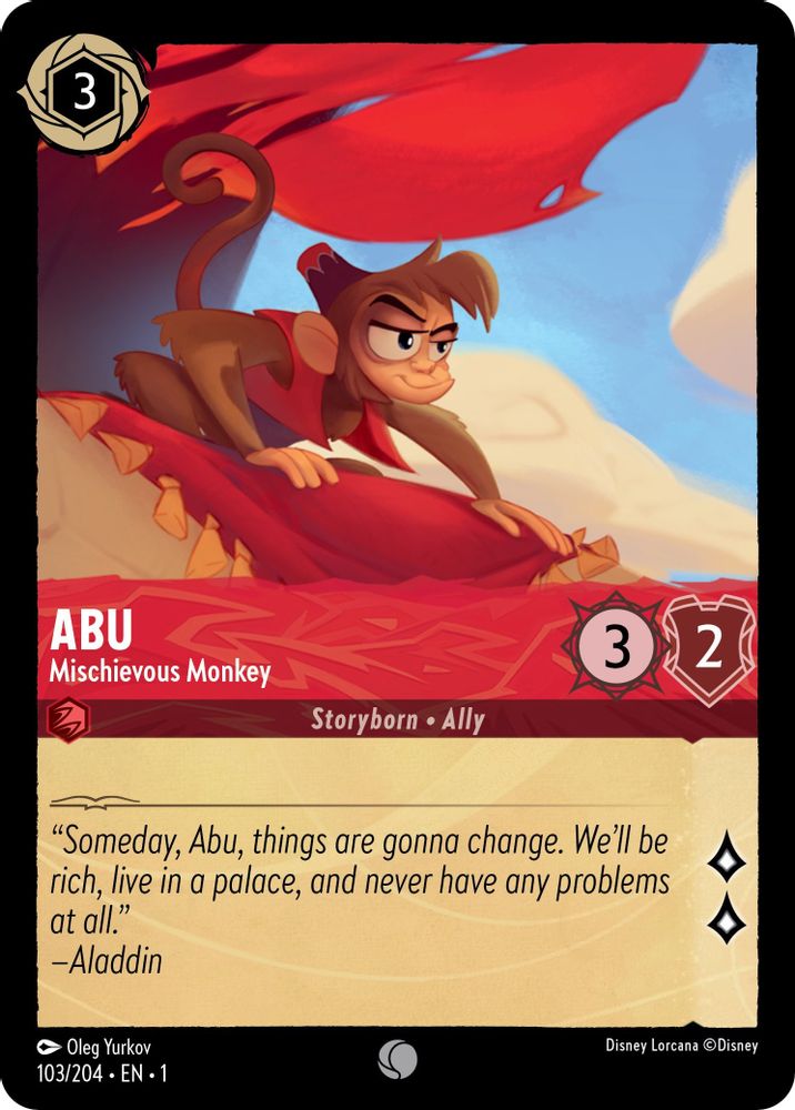 Abu - Mischievous Monkey 103/204 Common The First Chapter Lorcana Near Mint