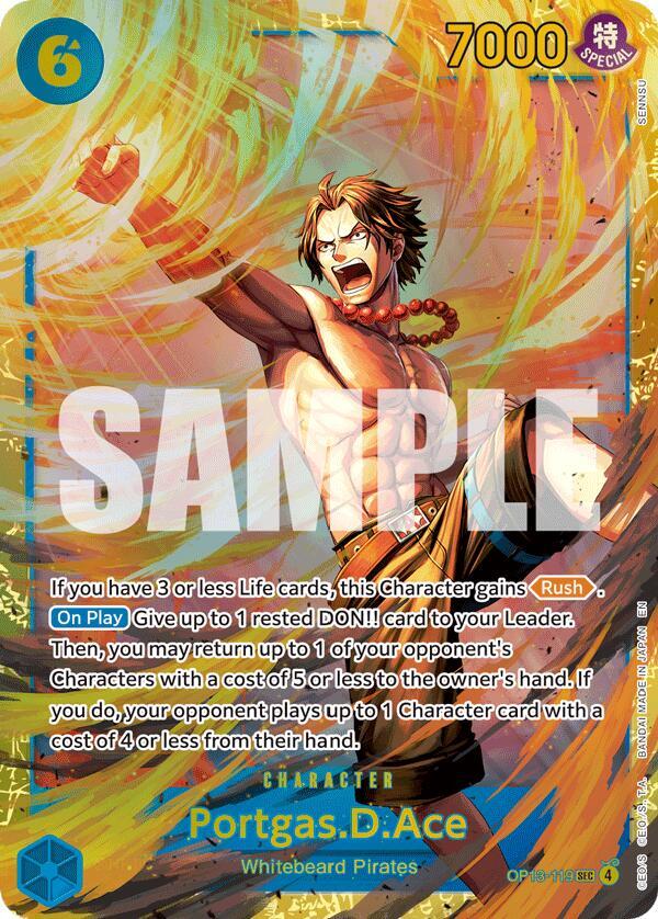 Portgas.D.Ace (119) OP13-119 Secret Rare Carrying On His Will One Piece Foil NM