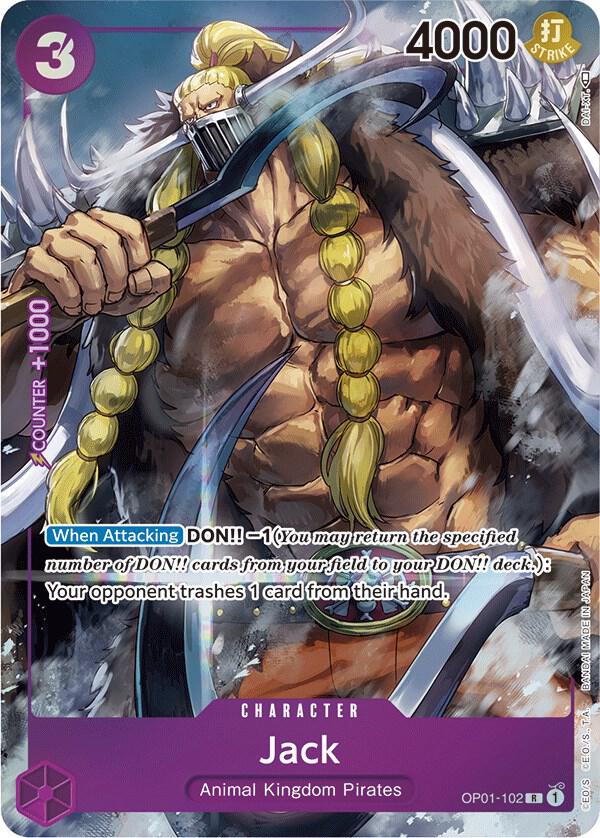 Jack (Parallel) OP01-102 Rare Romance Dawn One Piece Foil Near Mint